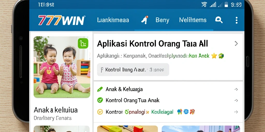 Tampilan antarmuka aplikasi 777WIN yang mudah digunakan untuk kontrol orang tua.