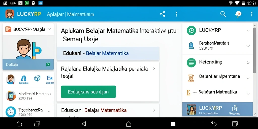 Tampilan antarmuka pengguna LUCKYRP untuk belajar Matematika.