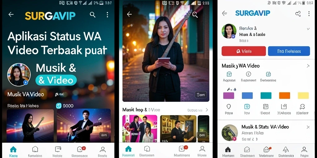 Tampilan antarmuka SURGAVIP yang sederhana dan intuitif untuk Status WA Video.