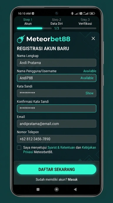 Registrasi Akun Baru Meteorbet88 untuk Pengguna Android